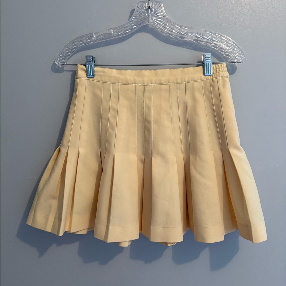 Vintage Lizsport Women Size 2 Butter Yellow Pleated Tennis Skirt Mini 26" Waist - Picture 4 of 16